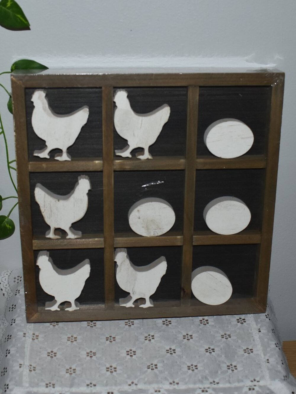 Hobby Lobby Wood Chicken Egg Tic Tac Toe Game Rustic Country Farmhouse Decor